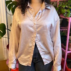 SHEIN Satin Button Down Shirt - Light Pink
